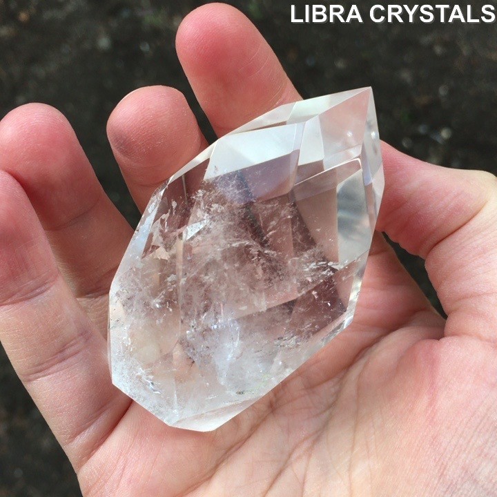 Faceted Clear Quartz Crystal Point Polished Gem Cut Quartz Freeform Generator