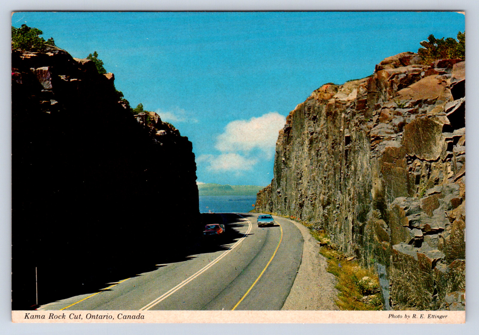 Vintage Postcard Kama Rock Cut Canada Highway Thunder Bay Ontario