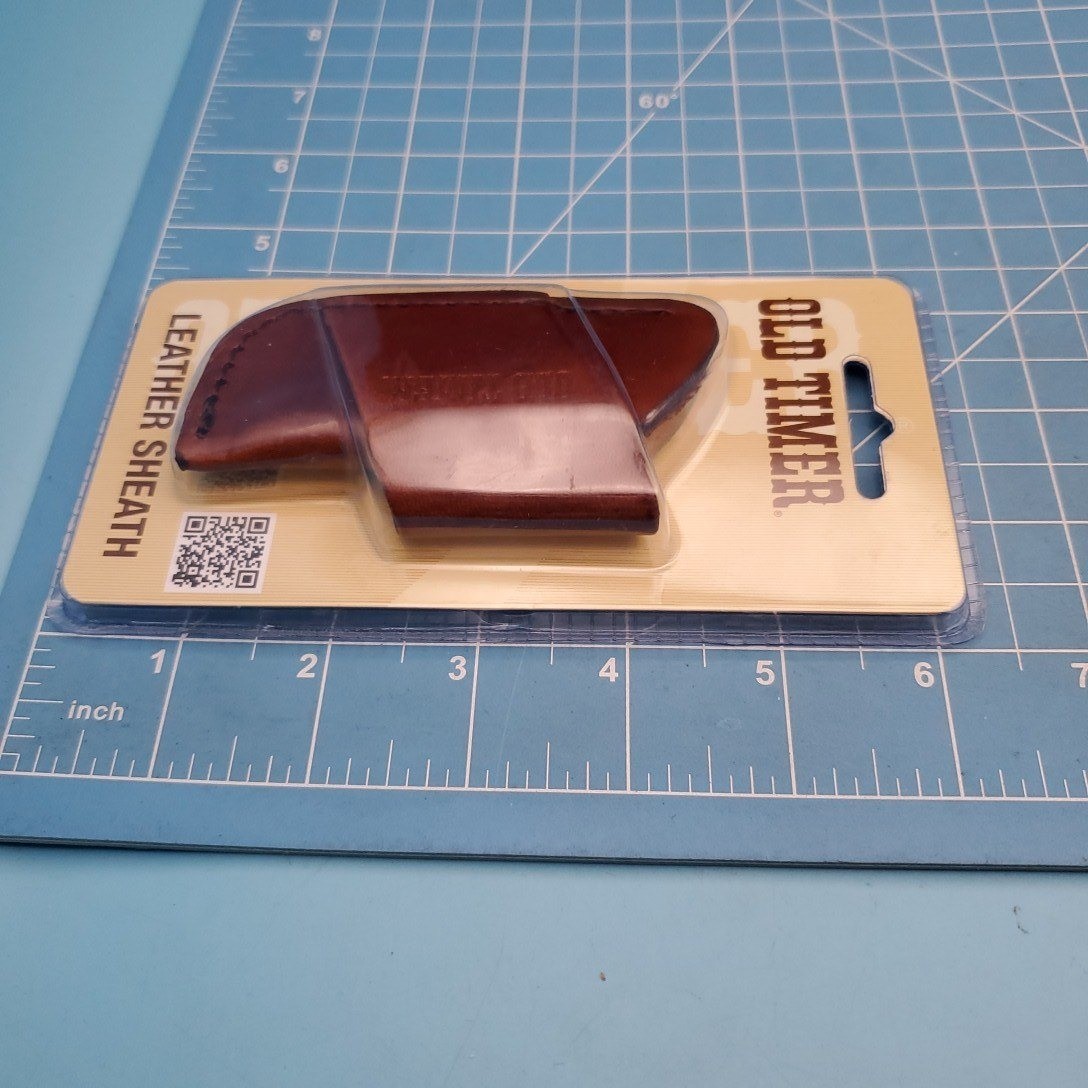 Schrade Old Timer Knife Sheath Leather Brown Folding Blade Horizontal Belt Case