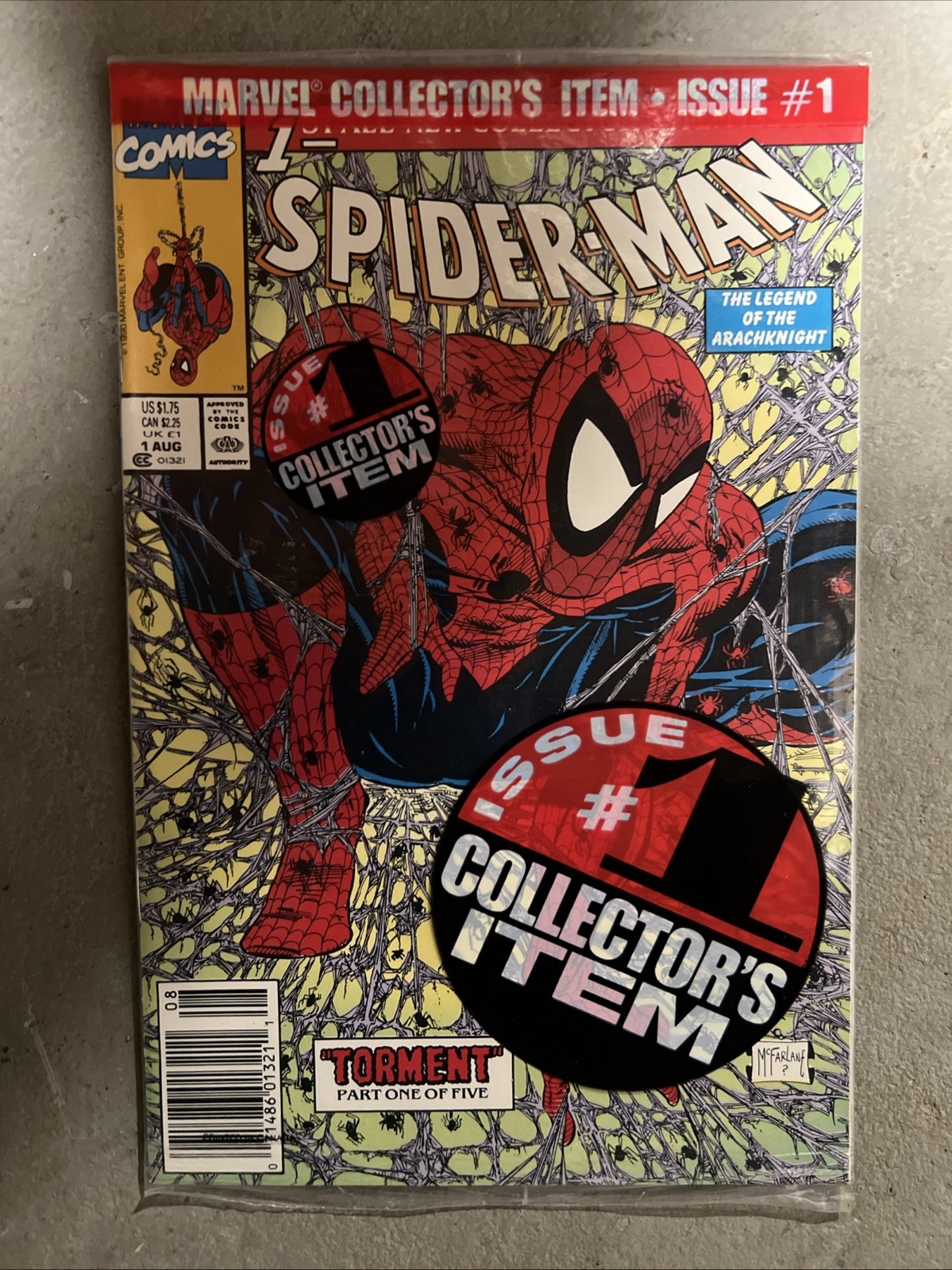 Spider-Man #1 Newsstand Variant-Polybagged (Marvel Torment 1990)
