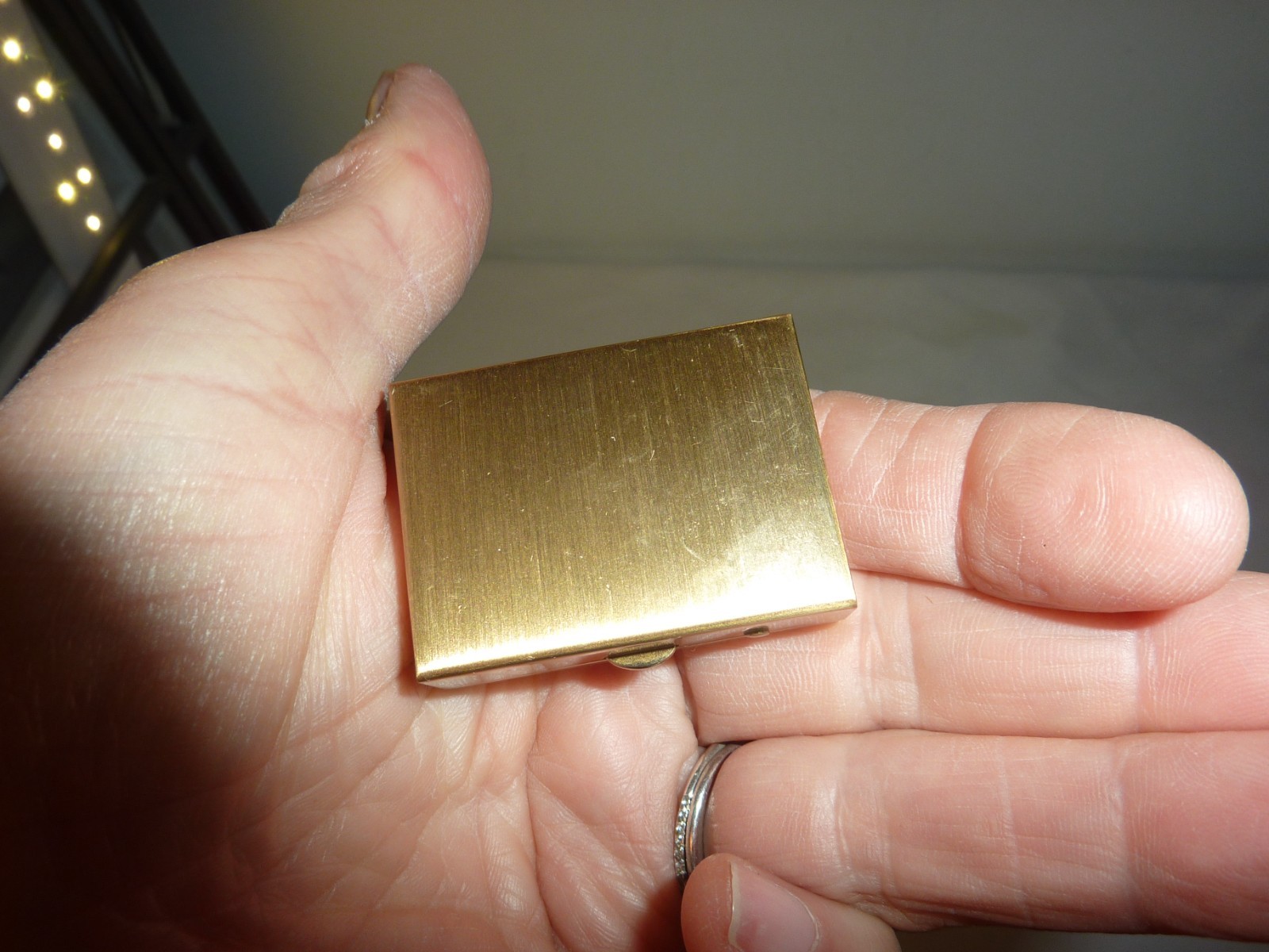 Vintage Solid Brass Miniature Letter Stamp Pill Trinket Box