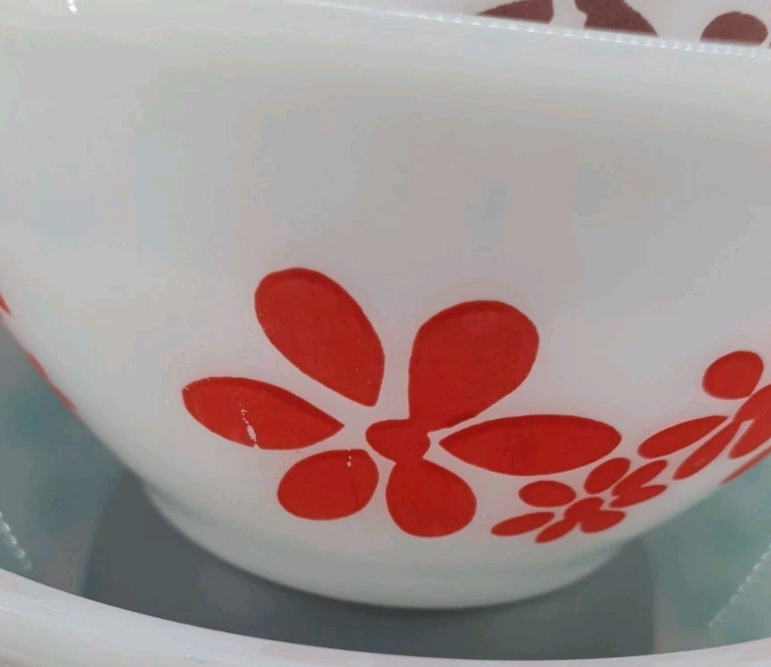 Agee Pyrex Daisy Chain Nesting Bowl Set x 4 Vintage Mixing Bowls VGC