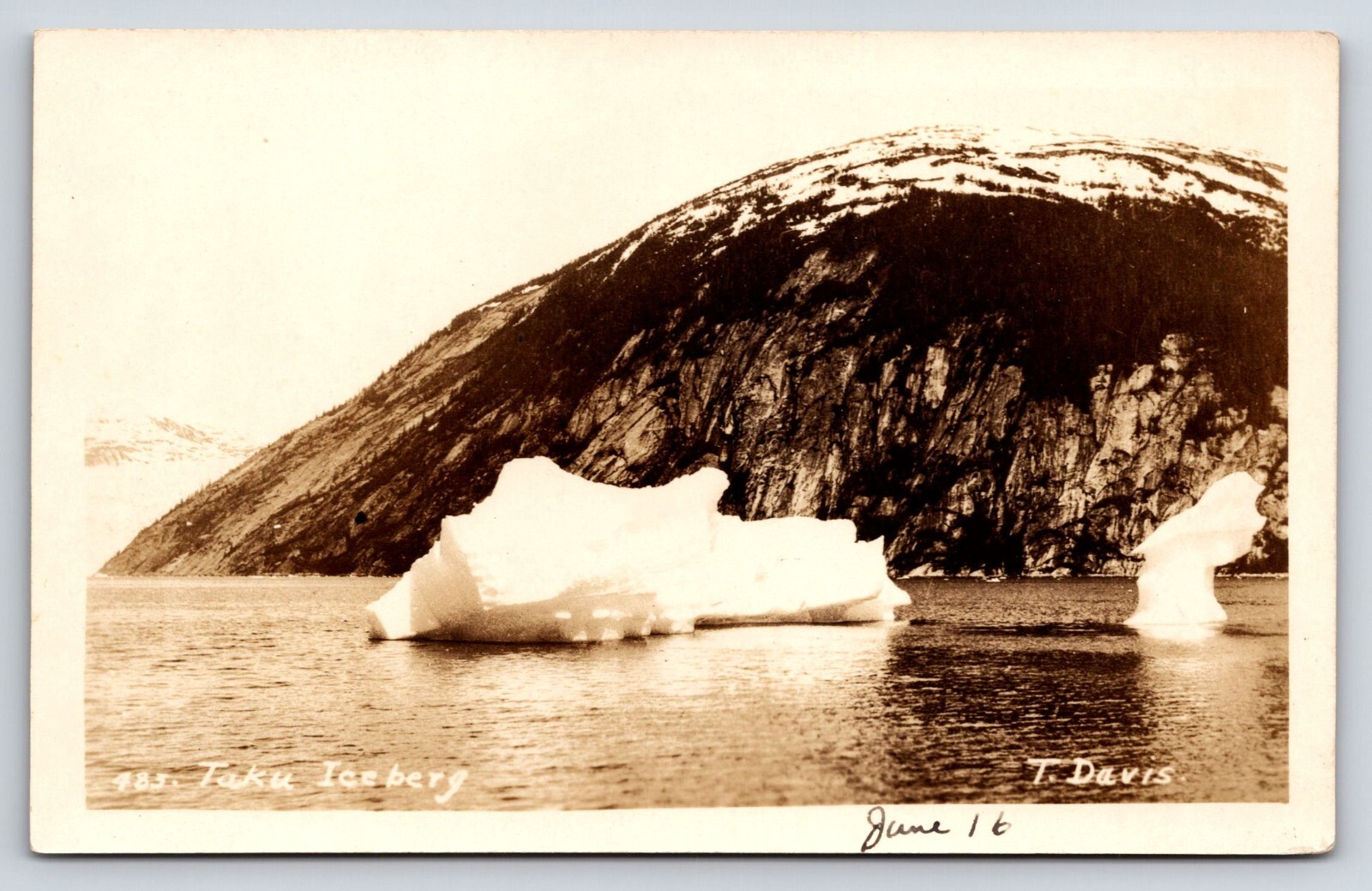 Postcard Tuku Iceberg, Alaska 485 T. Davis, RPPC, Undivided Back, Not Posted