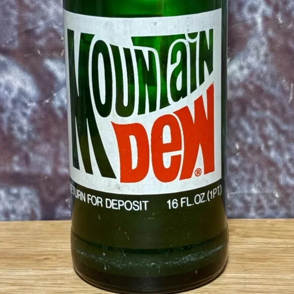 Vintage Mountain Dew Green 16oz Soda Bottle Money Back Bottle SEALED