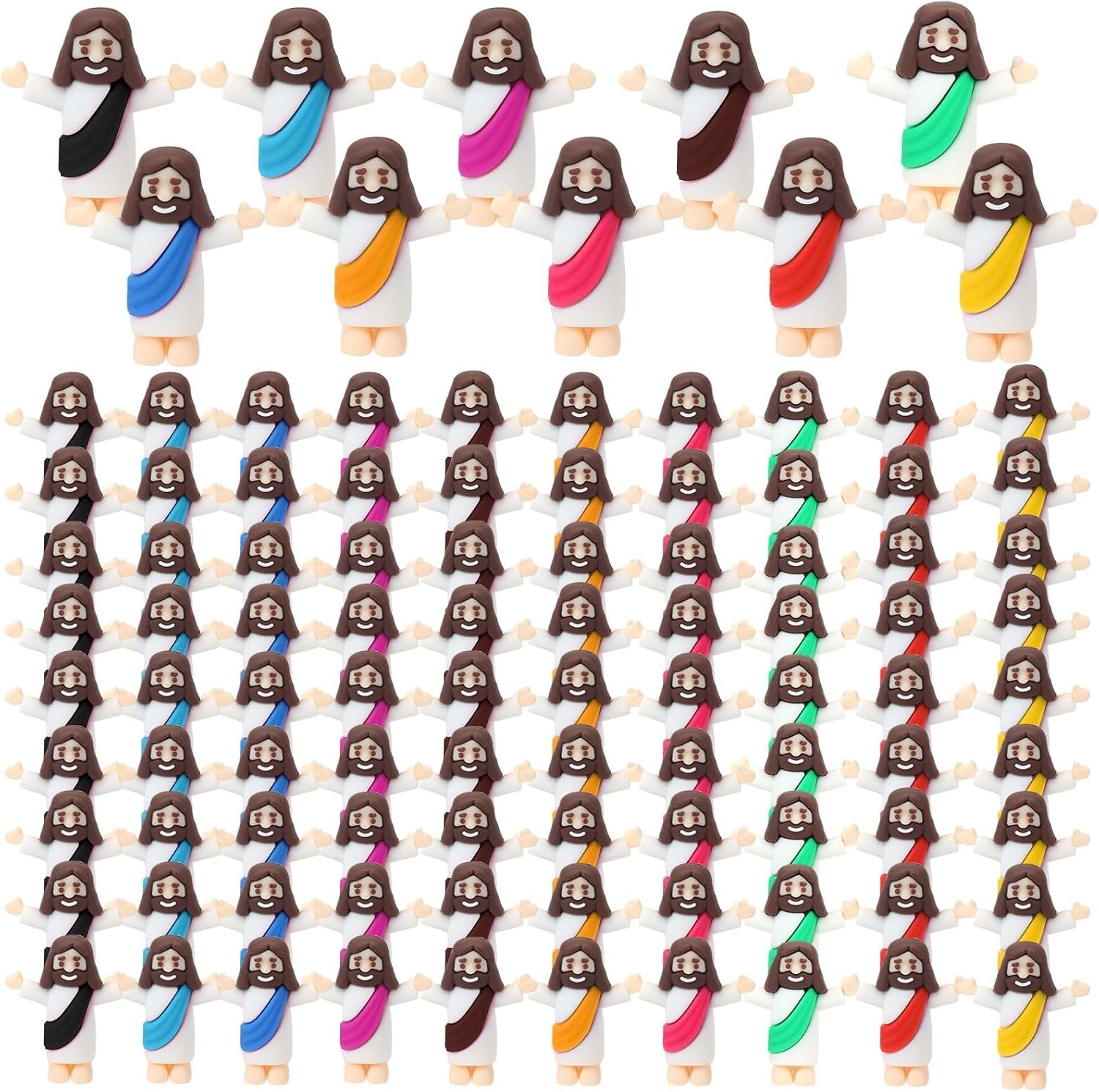 100 Pack Little Jesus Figures Loves You, Tiny Mini Jesus Figurines in Bulk NEW..