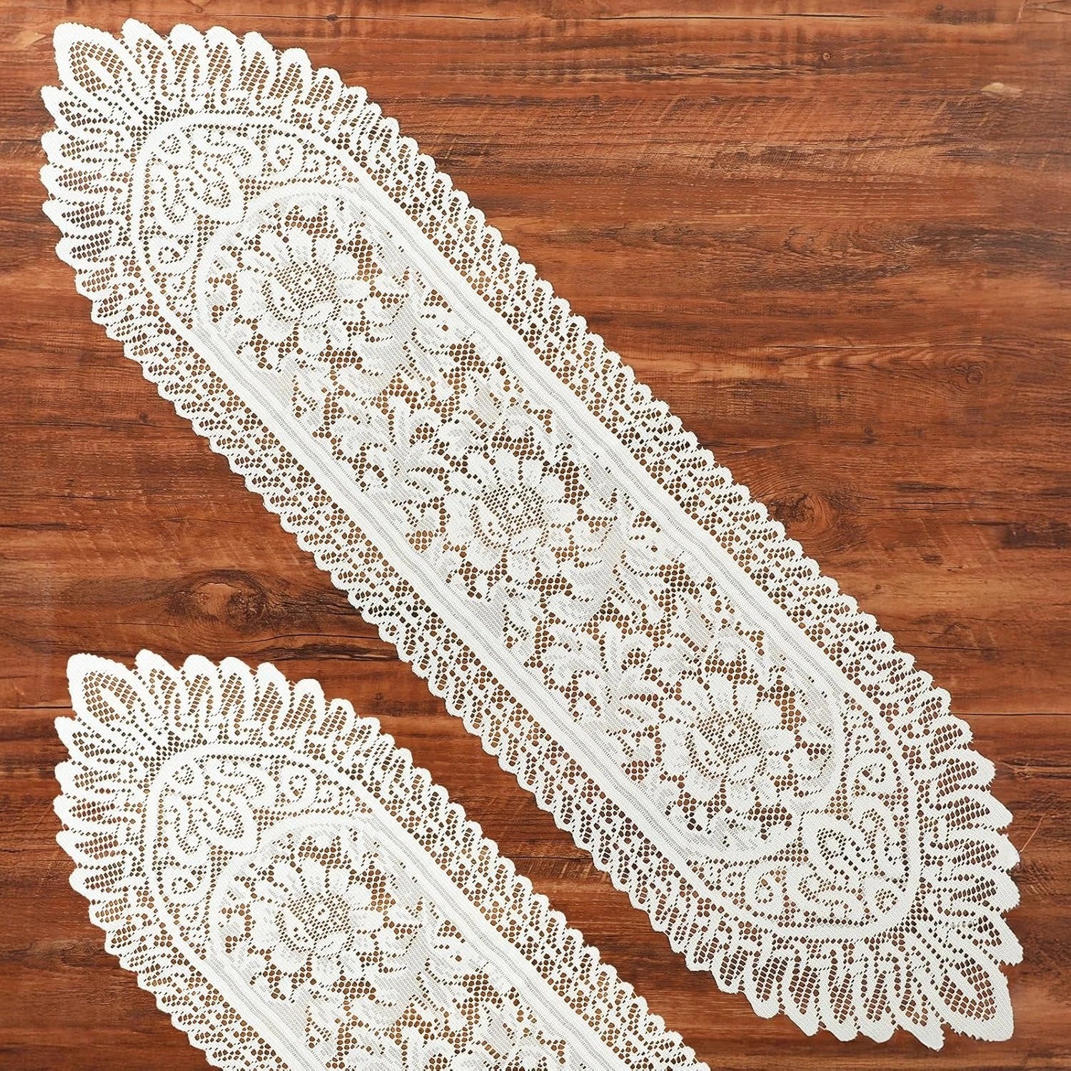 Lace Crochet Rectangular Table Runner, 2pcs Boho Doilies 45*13.38 Table Dresser