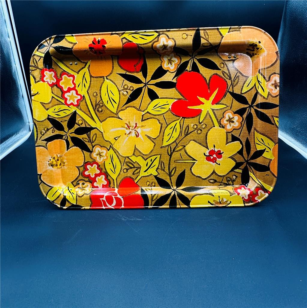 Vintage Marsh Allan MFG Co. Metal TV Lap Tray Folding Mod Color Floral 1968 (R)