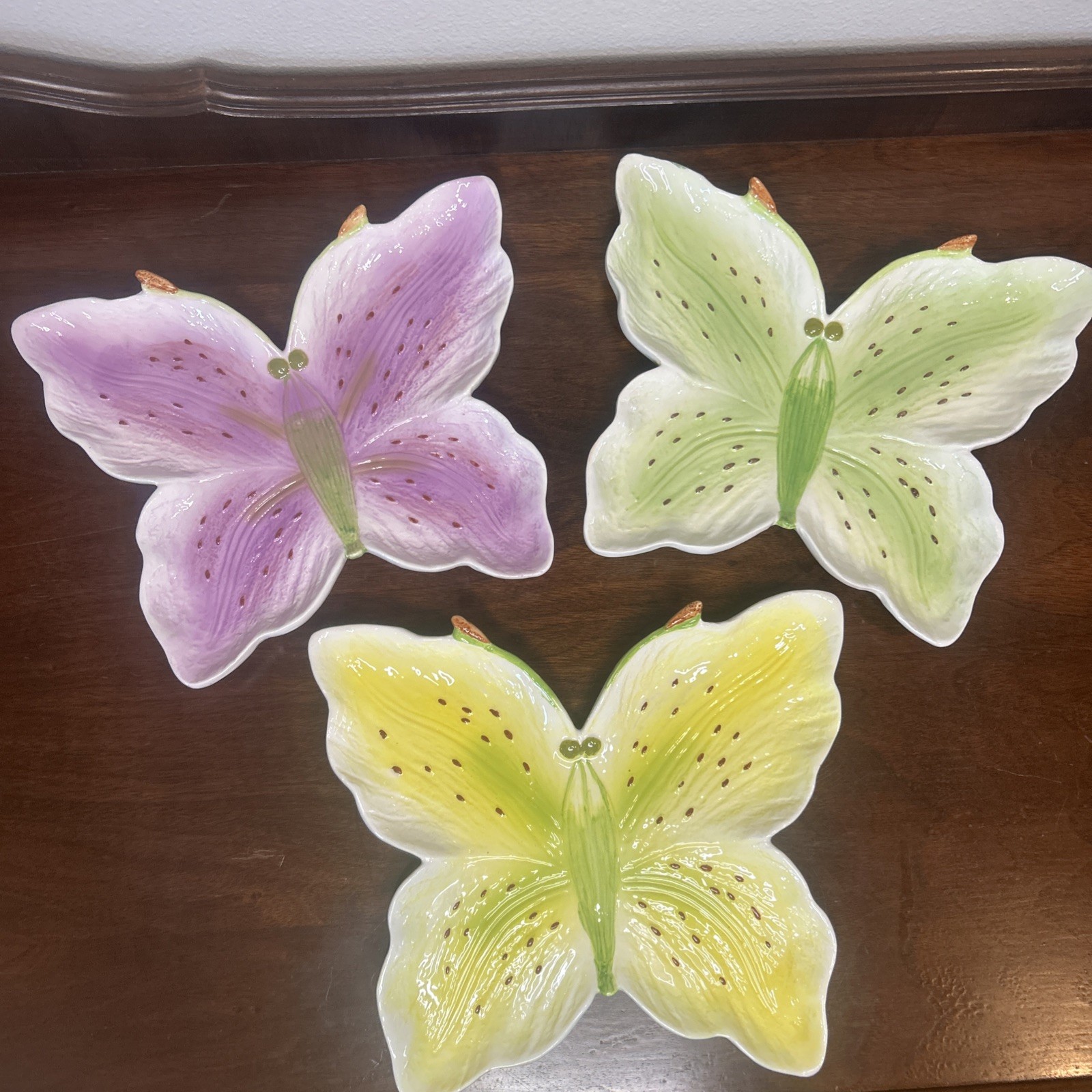 Ceramic Butterfly Salad Plate, Pacific Rim, Tableware, 8” Set Of 3