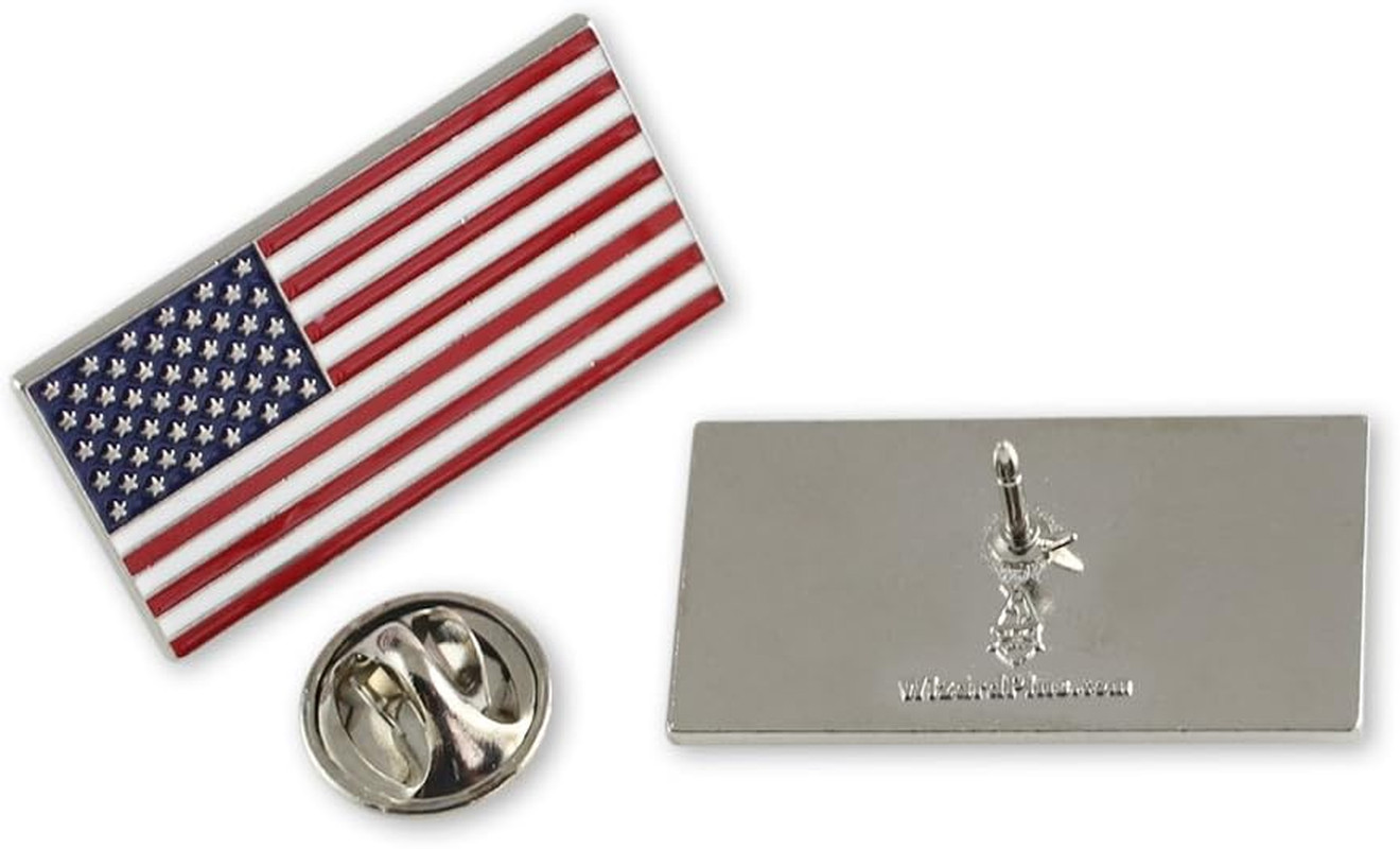 Authentic Official American Flag Enamel Lapel Pin Proudly Made in USA Silver