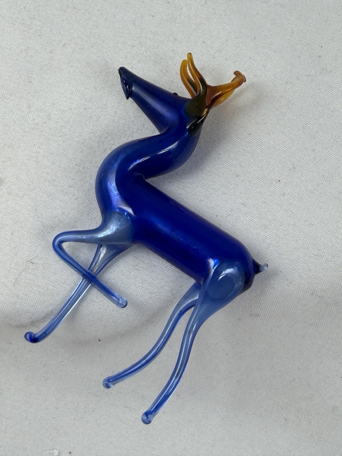 Bimini Art Glass Christmas Ornament Reindeer Germany For Feather Tree Mint