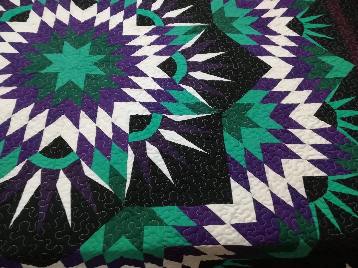 King Size Machine Pieced And quilted Patchwork Quilt#155