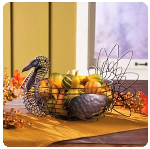 At Home America Turkey Trot Server Autumn Bounty Thanksgiving Centerpiece 16 in