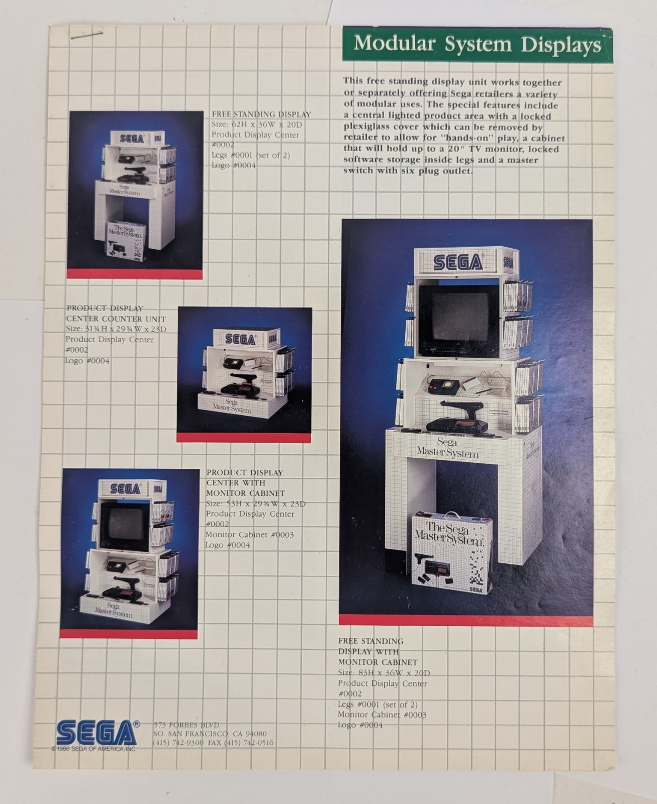 Sega Master System Video Games 1987 Vintage Print Store Display Promotion Flyer