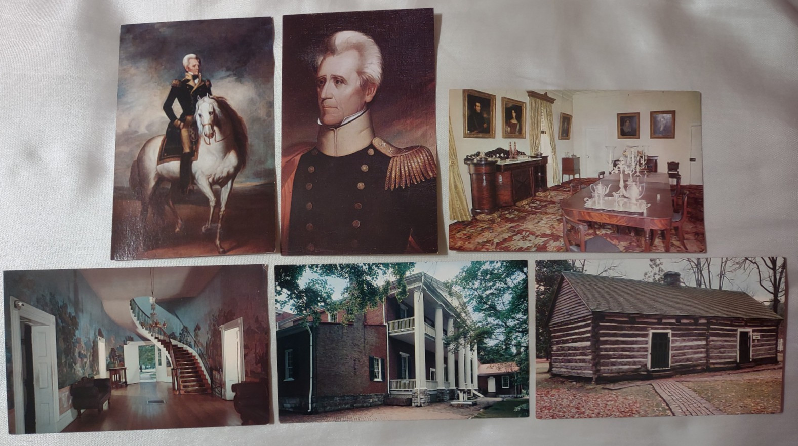 6 Lot=ANDREW JACKSON=PORTRAITS+HERMITAGE/Dining Room,Hall,Kitchen,Cabin=POSTCARD