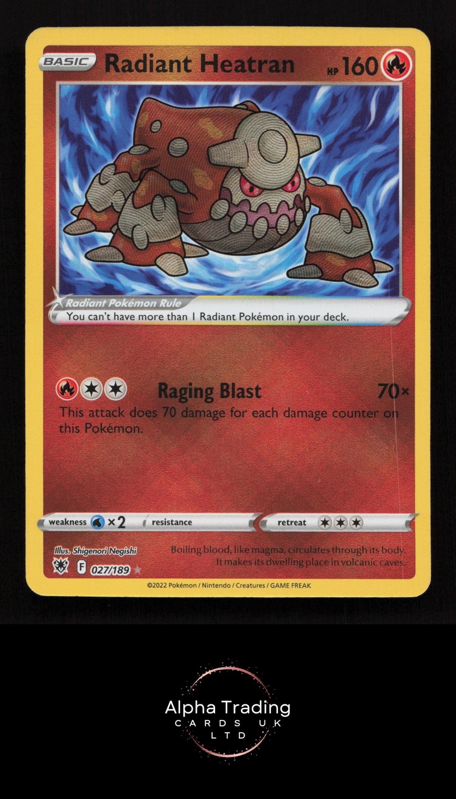 Radiant Heatran 027/189 Radiant Rare Astral Radiance Pokemon Holo Near Mint