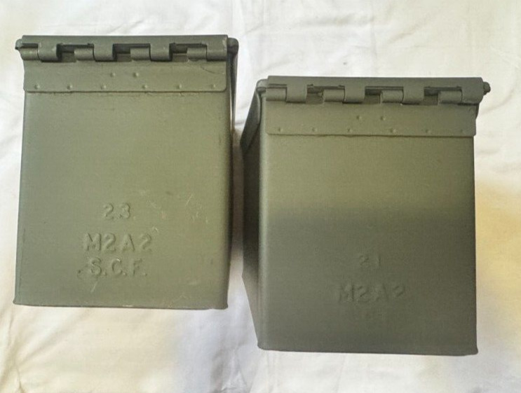 2 Authentic Waterproof U.S. ARMY Military .50 CAL 5.56mm AMMO CAN BOX M2A1 Metal