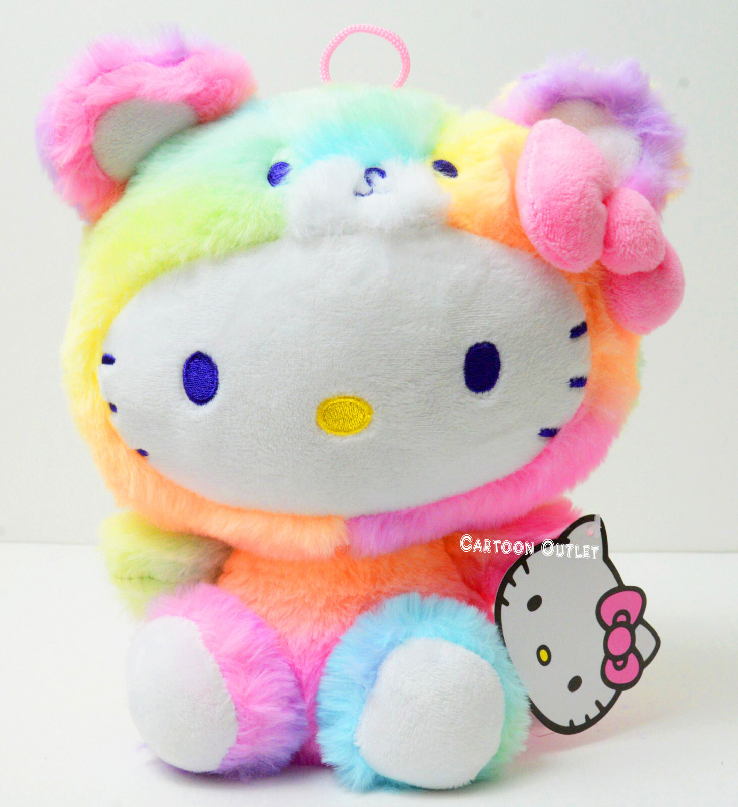 Sanrio Hello Kitty Plush Teddy Bear Rainbow Costume Figure Stuffed Girls Doll 7″