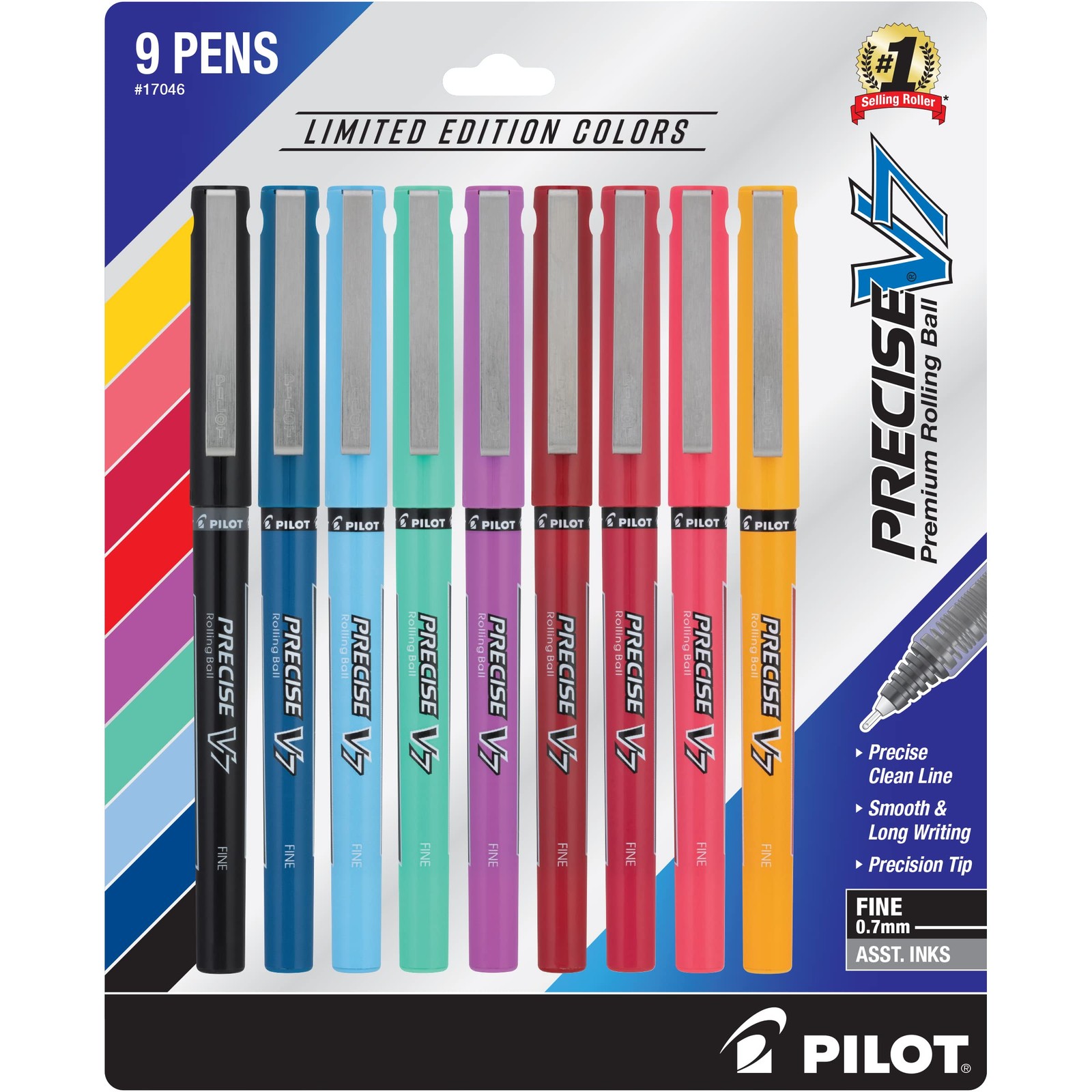 Pilot Precise V7 Capped Liquid Ink Rollerball Pens, Fine Point Ink Pens 0.7 mm