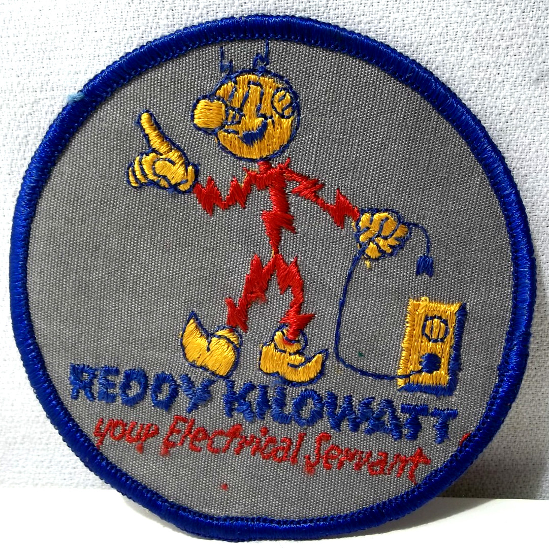 Vintage Reddy Kilowatt Your Electrical Servant Patch Hot Rod Drag Electricity