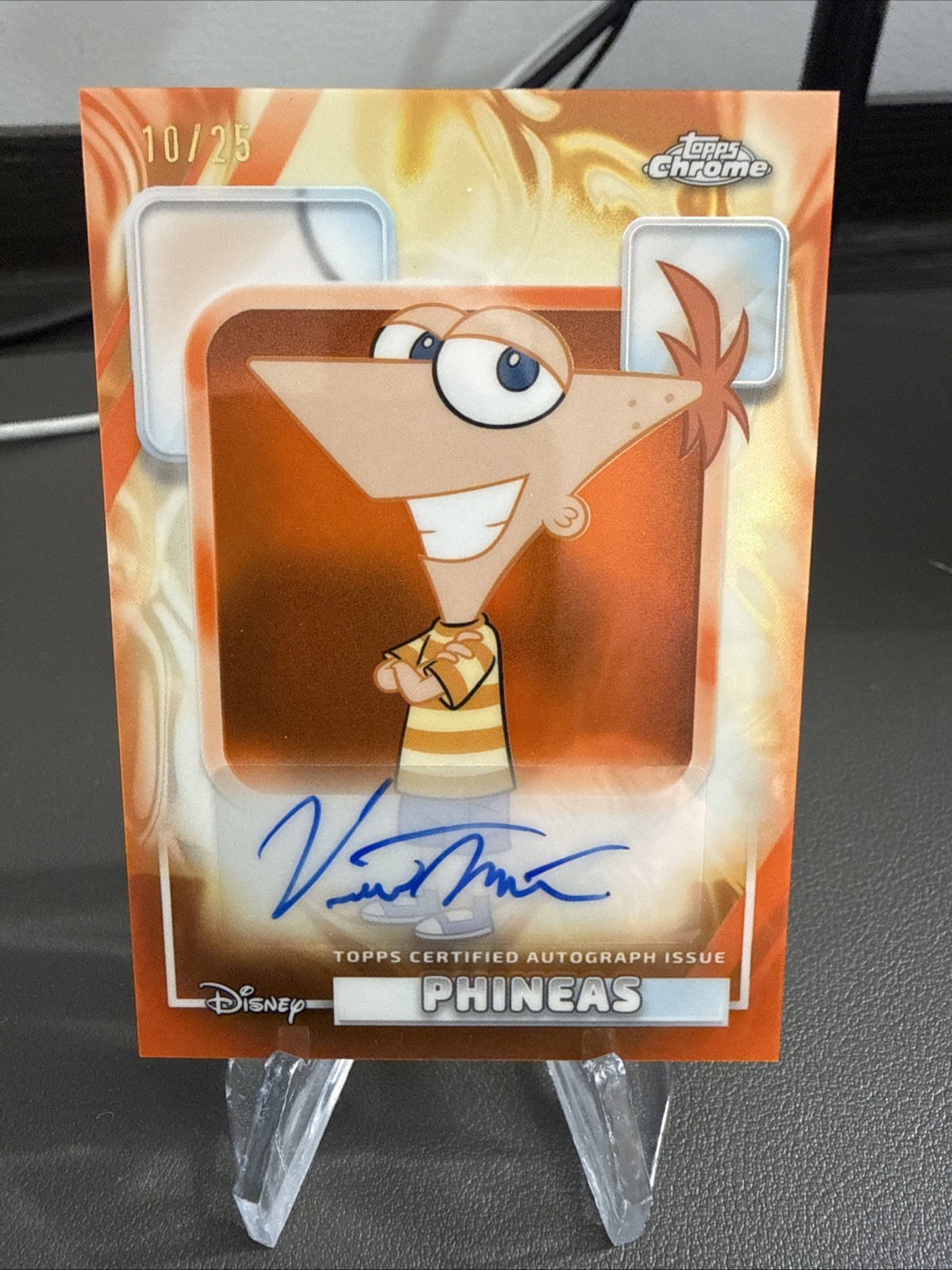 2026 Topps Chrome Disney Phineas Vincent Martella Auto Orange /25 AA-VM