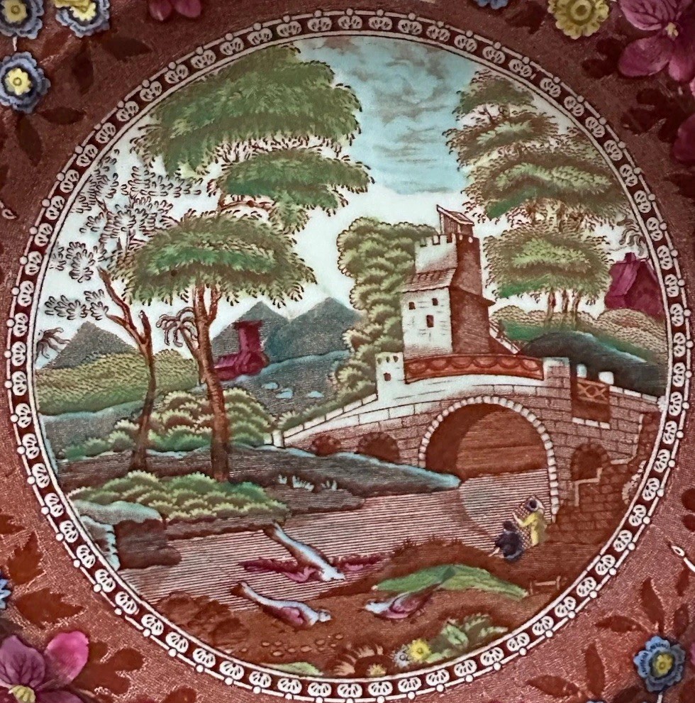 Antique c1885 Spode Copeland ‘Spode’s Tower’ Mulberry Transferware Dinner plate