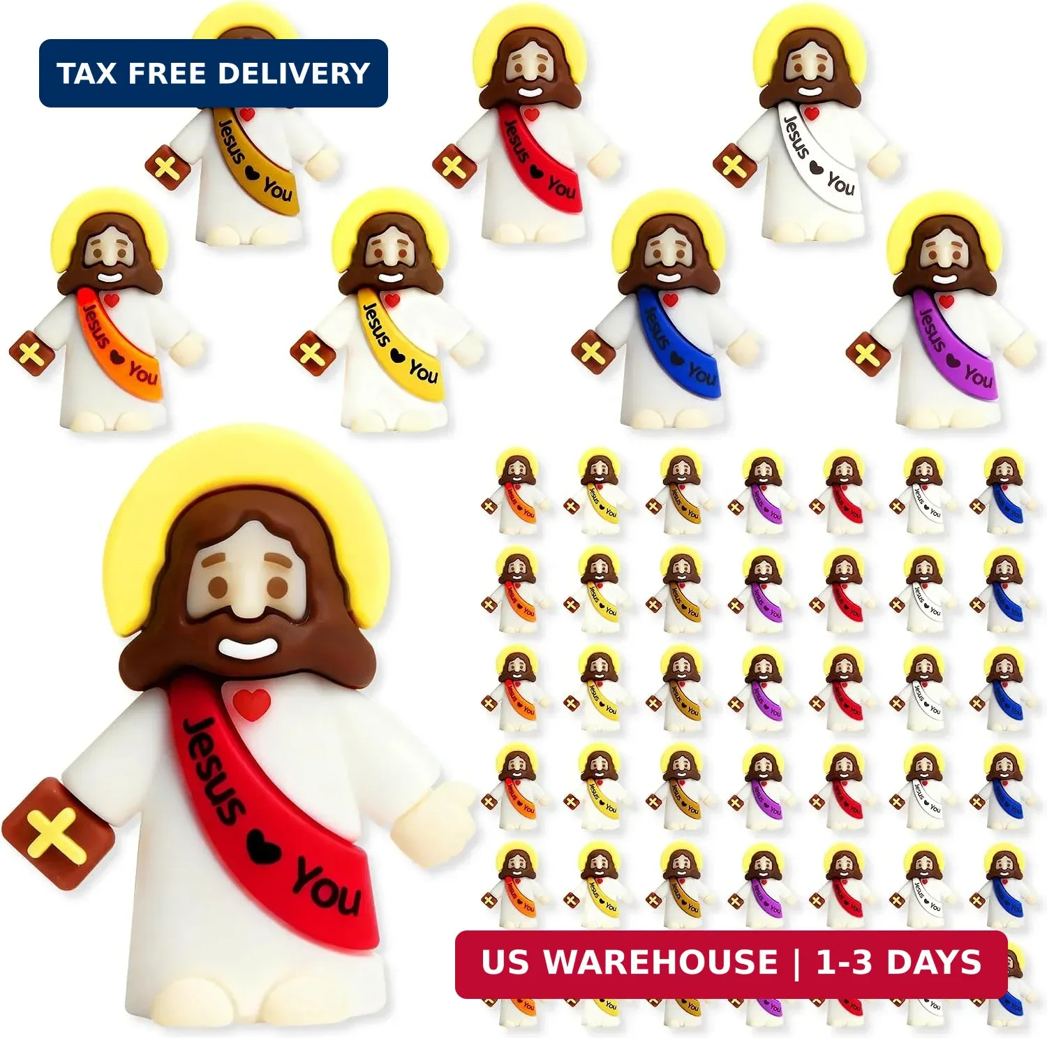 100 Pcs Mini Jesus Figures Jesus Loves You Original Design Jesus Toys Little Jes