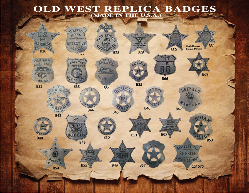 OLD WEST WESTERN BADGES,BUYERS CHOICE,STAR,VINTAGE,COLLECTIBLE, YOU PICK STYLE