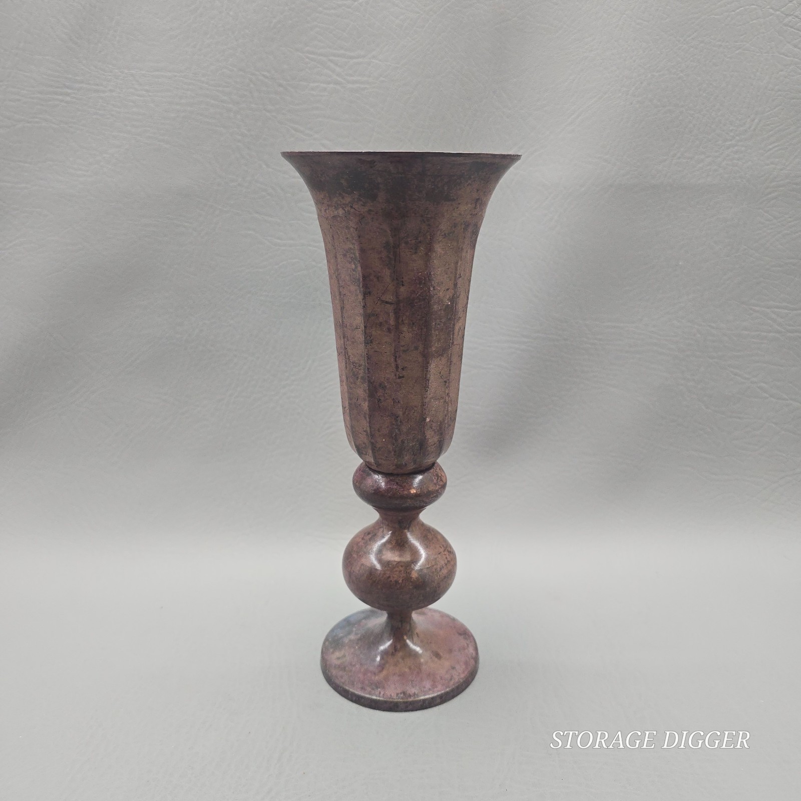 Vintage Hosley Classic Collection Cinnabar Bronze Pedestal Vase 9.5 inch Tall