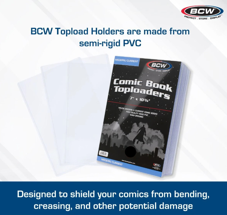 BCW (New) 5 Pack – Comic Book Top Loader – Current/Modern Rigid PVC Holder