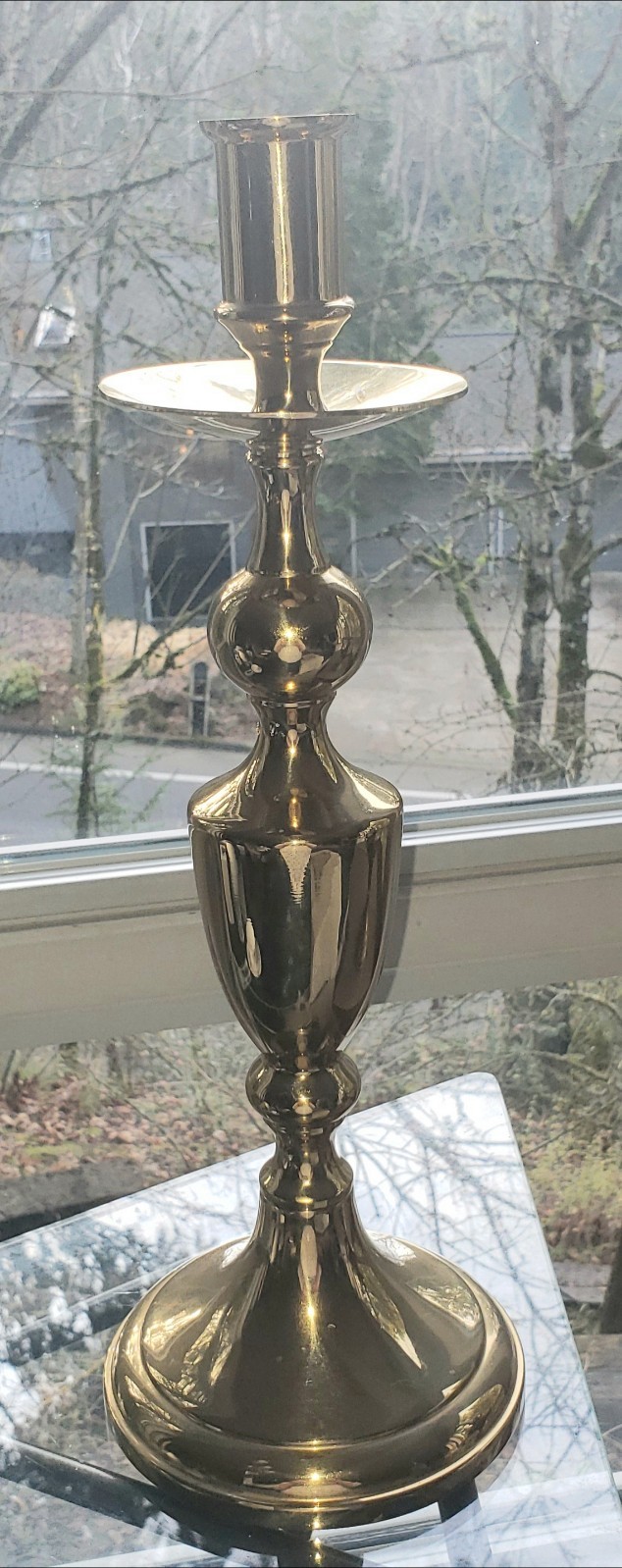 Valsan Polished Brass Candlestick Holders Made Portugal. 15″ Tall