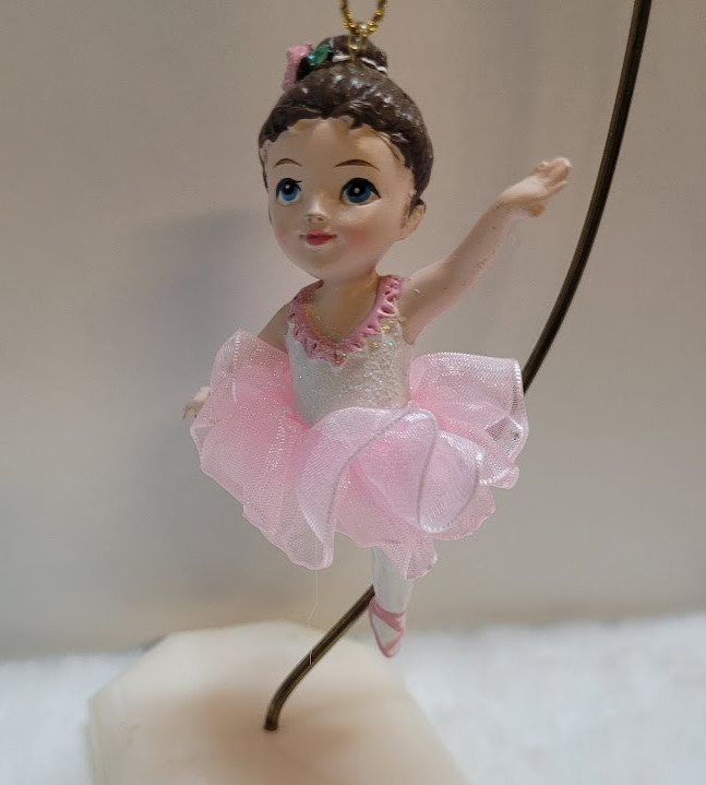 Kurt Adler Little Girl Ballerina Ornament Brand New, Adorable! 3.5″ Pink & White