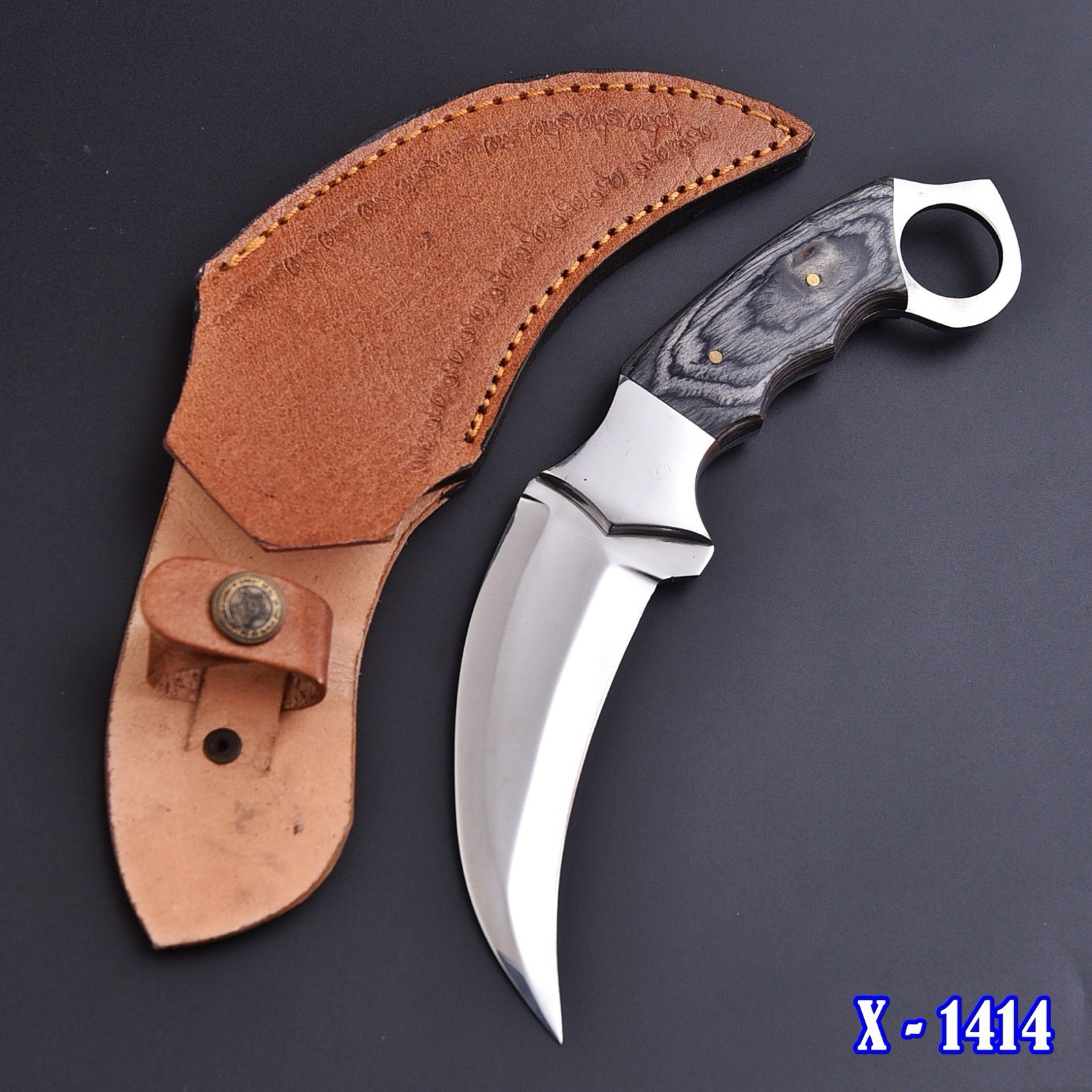 Handmade Fixed Blade Karambit Knife Tactical Claw with Belt Leather Sheath