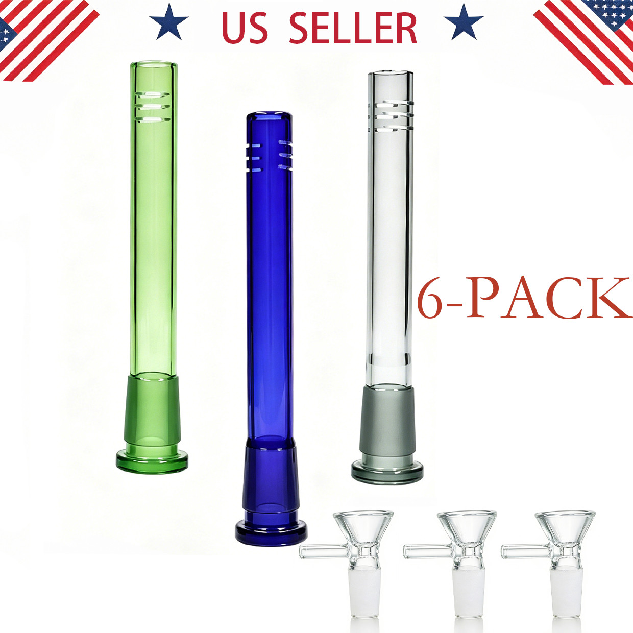 5.25in 6-PACK Down stems + 14mm Round Glass Bong For Glass Bongs Tabocco Smoking