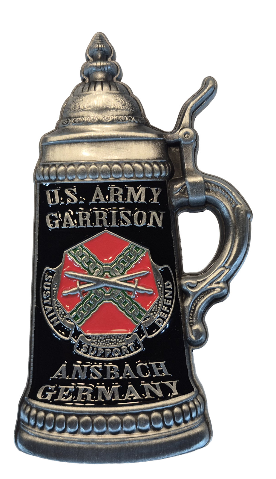 US Army Garrison Ansbach Germany stein shaped Challenge coin 2.6″ 206
