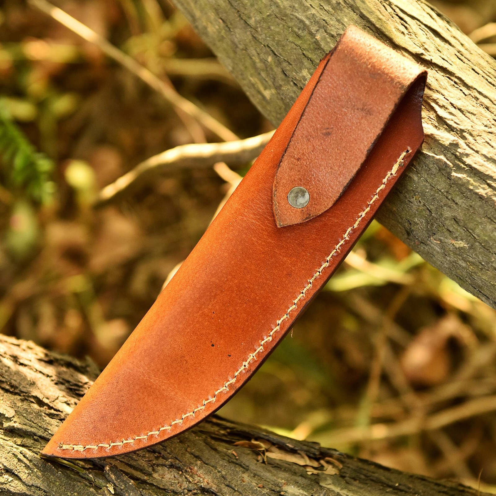 Handmade Brown Leather knife sheath Fix Blade knife Belt Loop Hand Engraved
