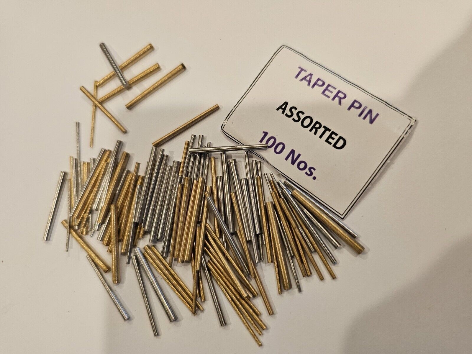 Brass and Steel Clock Tapered Pins Package of 100 Pcs Assorted Sizes
