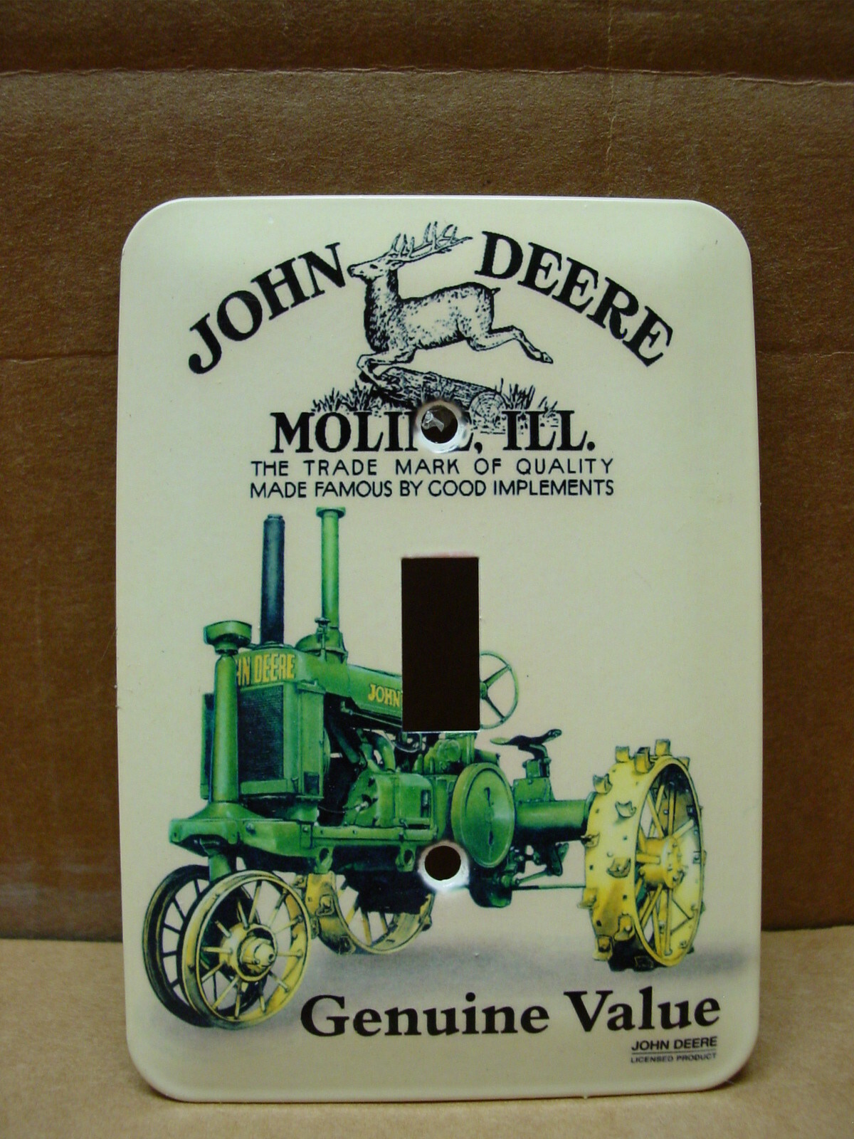 METAL LIGHT PLATE SWITCH WALL COVER JOHN DEERE TRACTOR GENUINE VALUE
