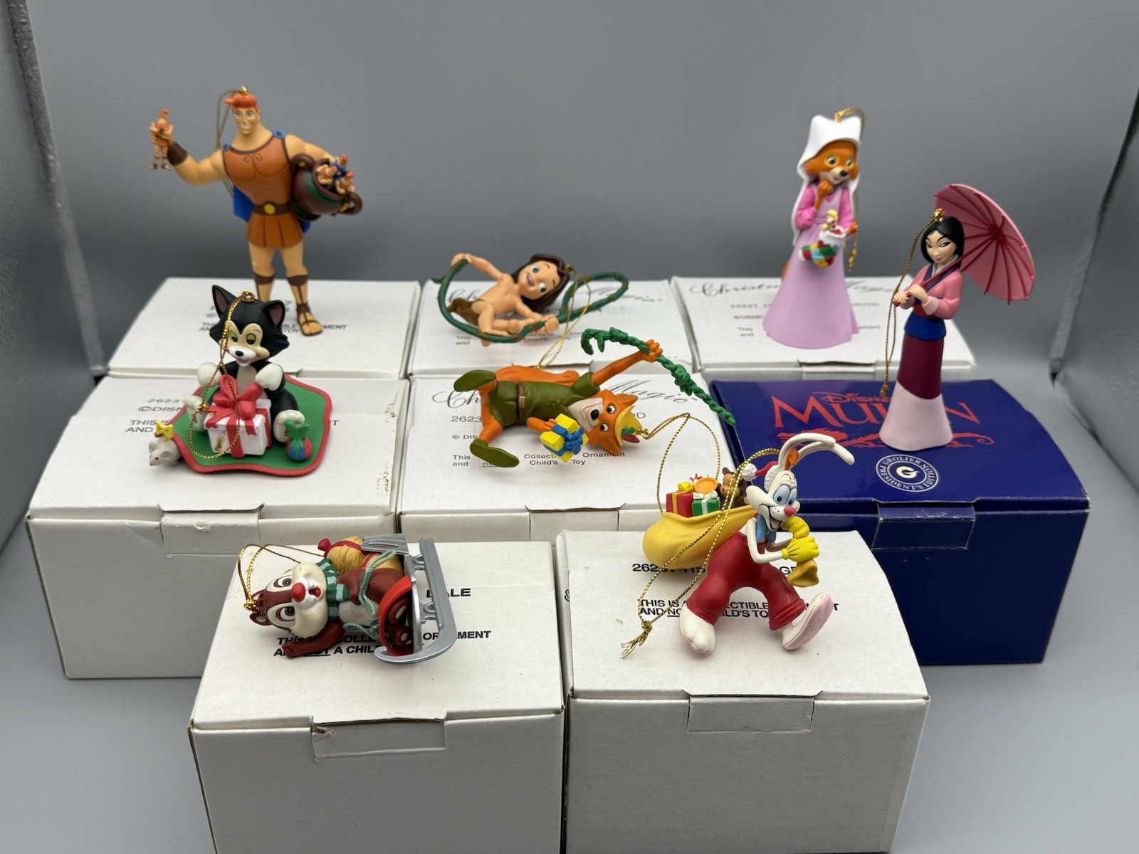 x8 Grolier Disney Christmas Magic Ornament Lot Tarzan Mulan Dale Roger Ornaments