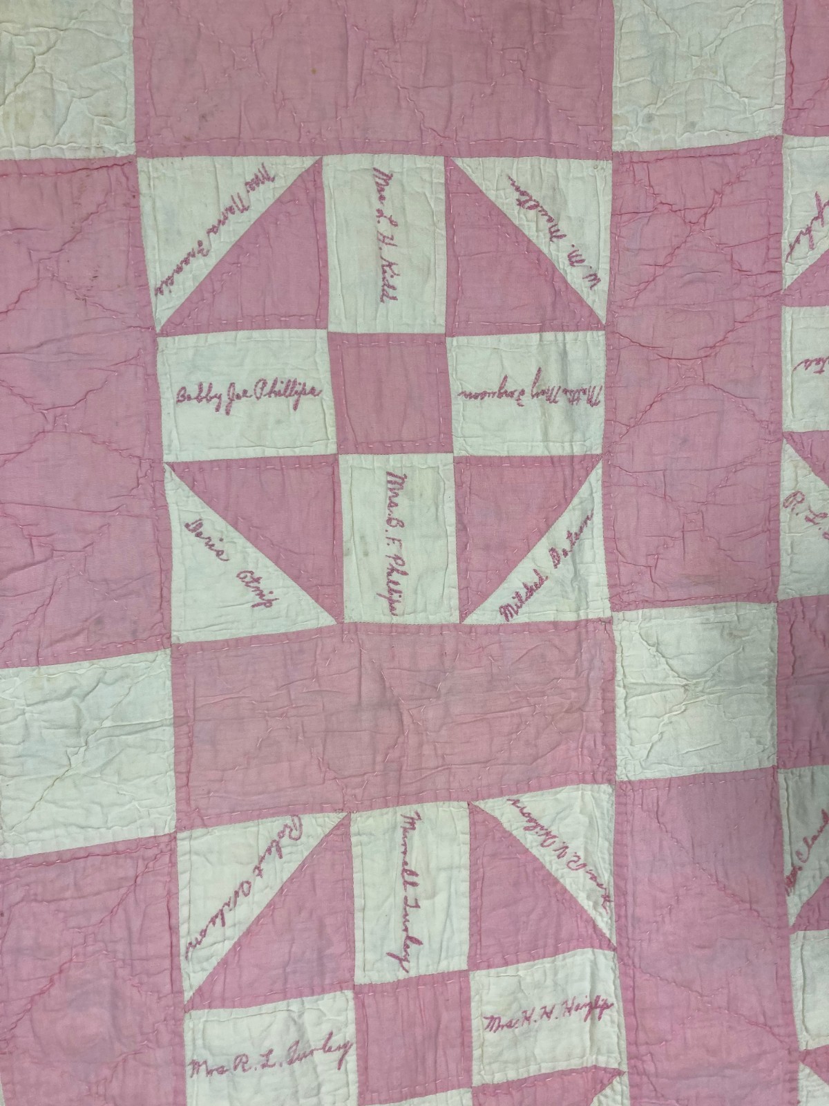 Vintage Handmade Beautiful “Four-Patch” Pattern Multicolor Quilt 76.7×63.3 Inch