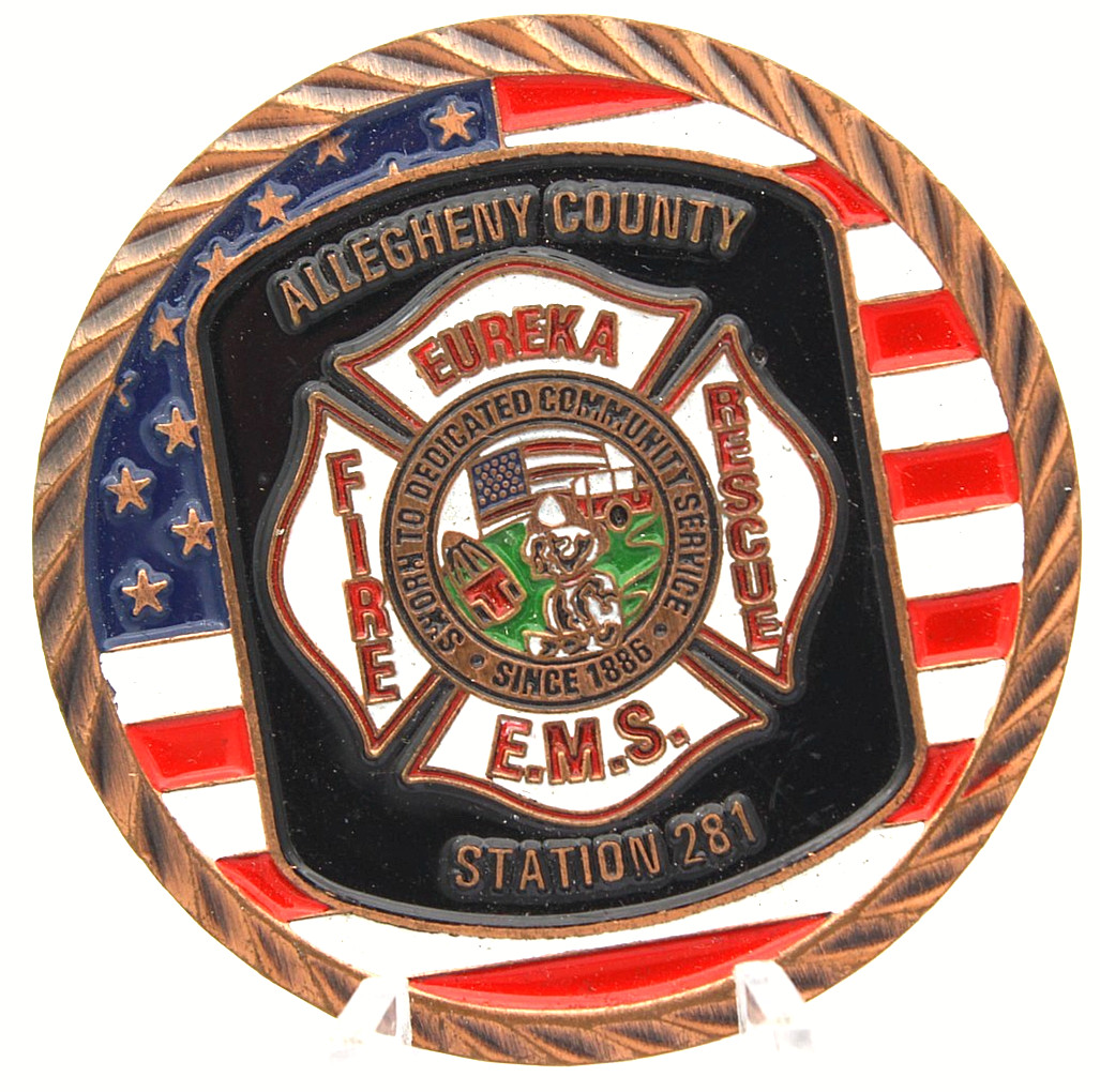 Allegheny County Eureka Fire Rescue EMS Station 281 K9 Challenge Coin 1.75