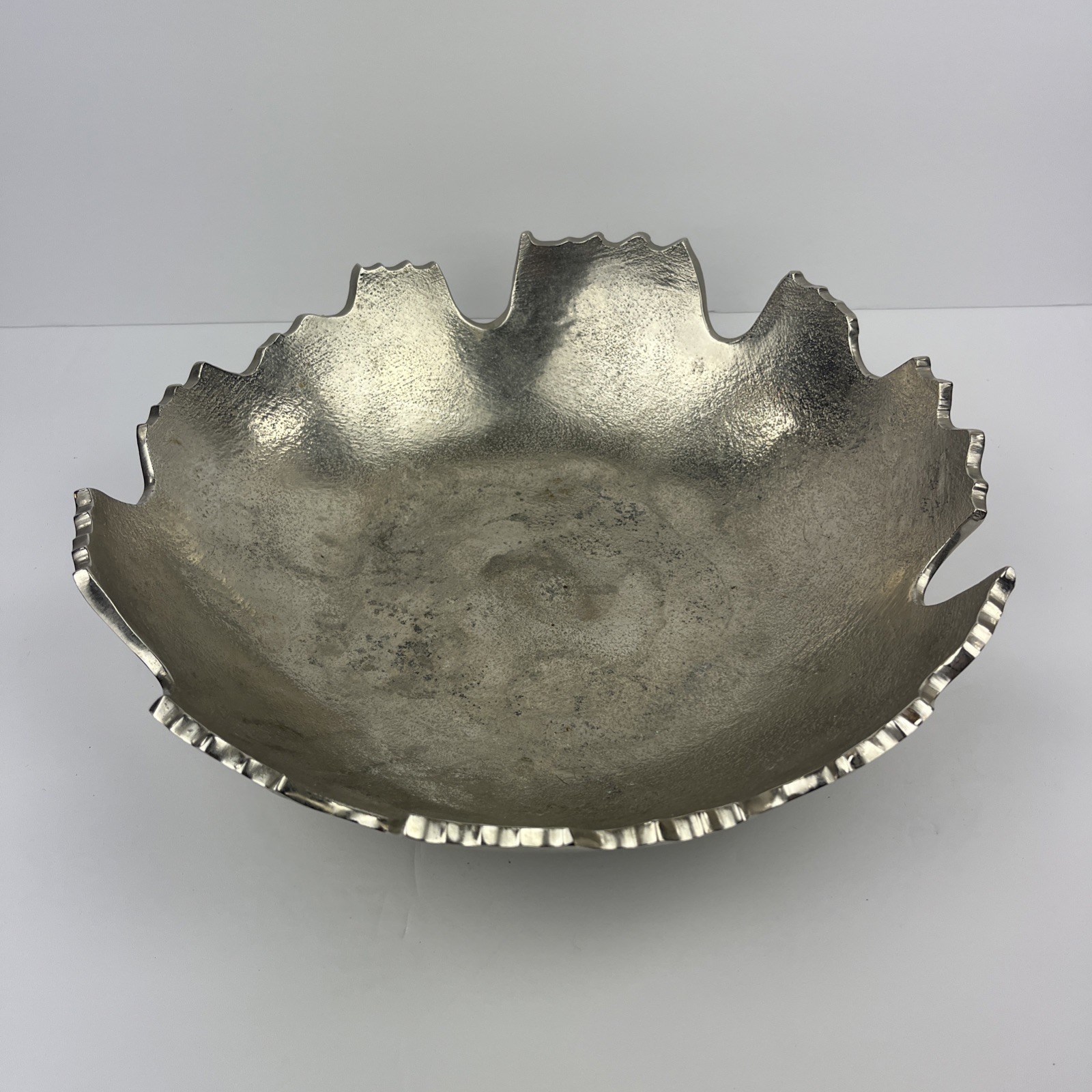 Red Co. Gold Moon Decorative, Asymmetrical Torn, Hammered Metal Centerpiece Bowl