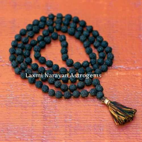 Rare Non Dye Original Black Rudraksha Mala 108 + 1 Beads 7 Mm Size Necklace