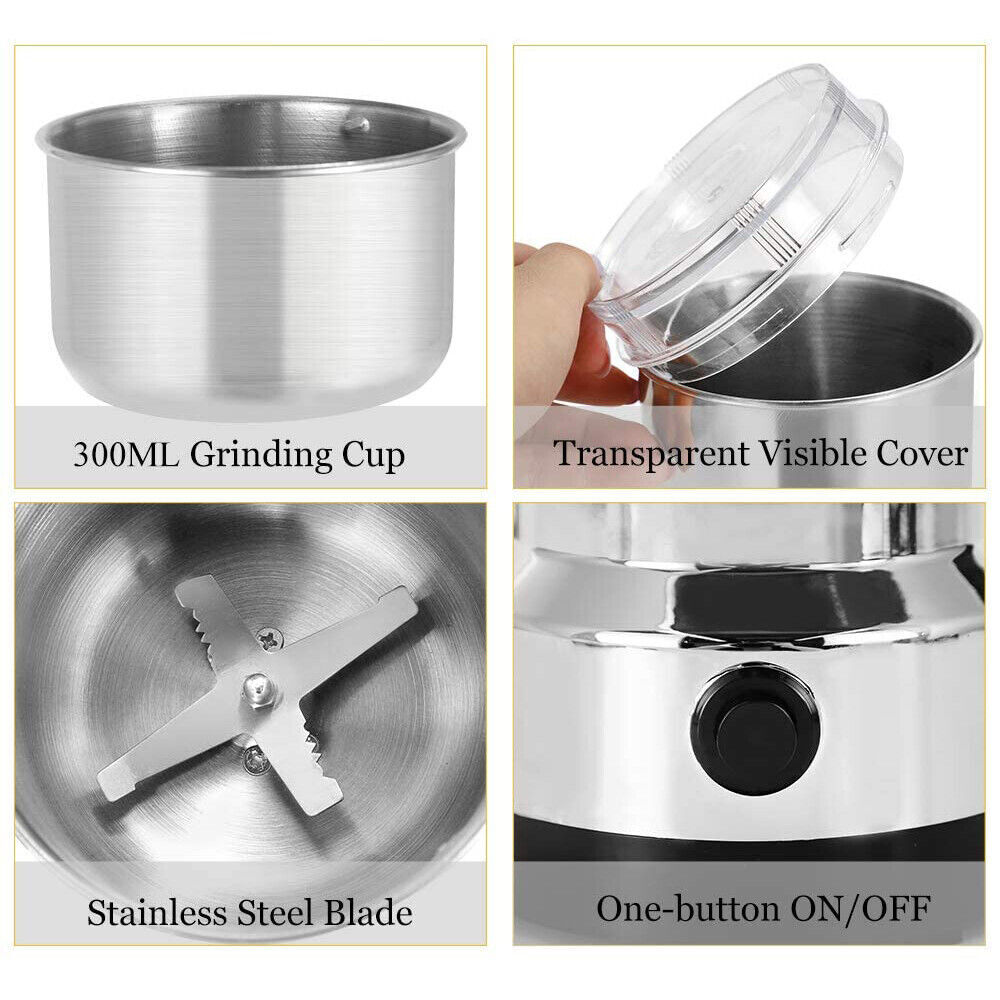 MINI Electric Coffee Bean Grinder Nut Seed Herb Grind Spice Crusher Mill Blender