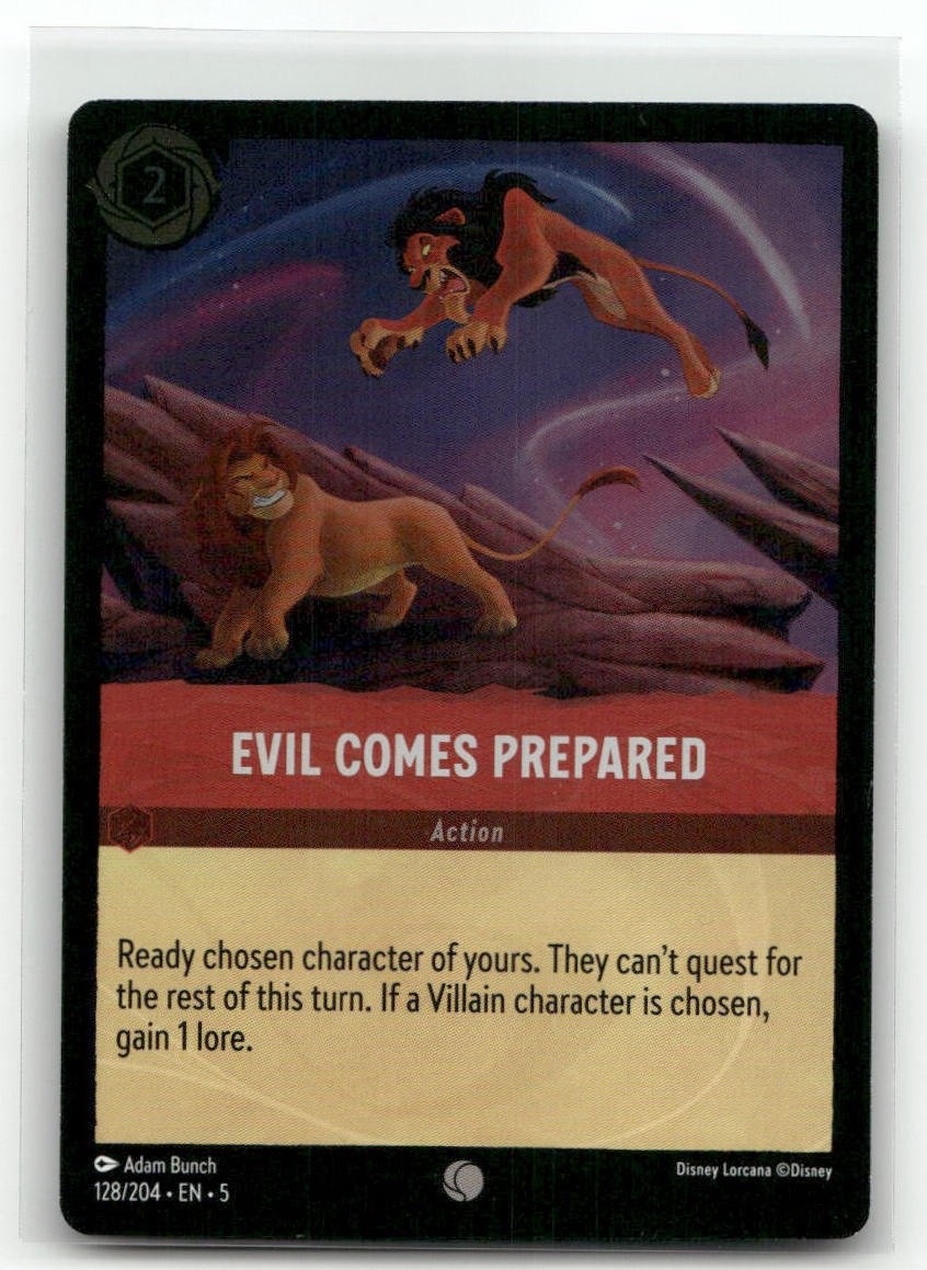 Evil Comes Prepared 128/204 Foil Shimmering Skies Lorcana Disney TCG