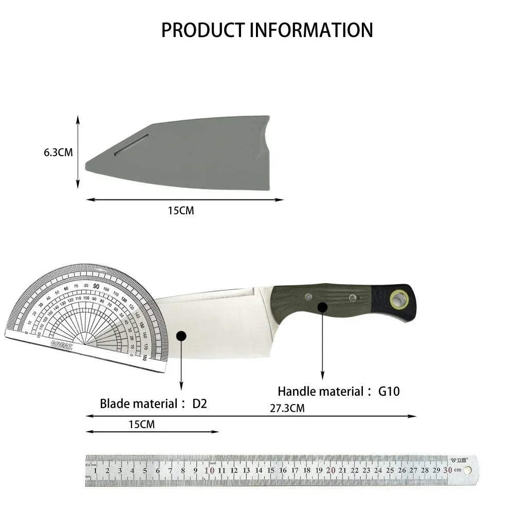 Station 4010BK Style Fixed Blade Kitchen Knife 6″ Clip Point D2 G10 Sheath