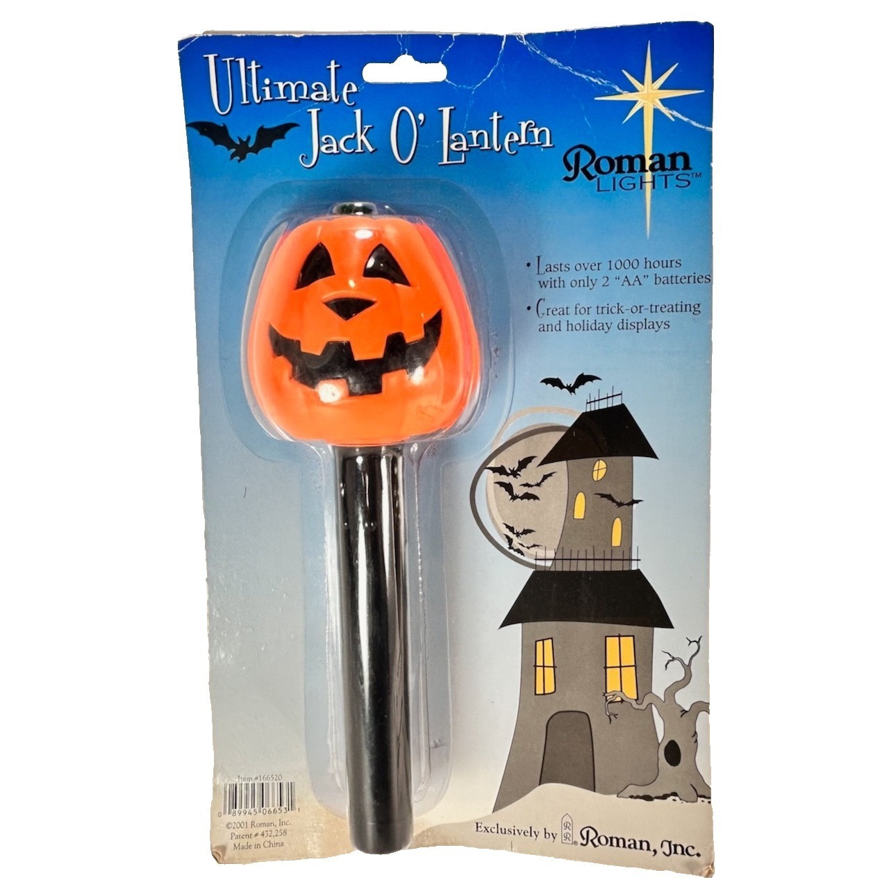 Roman Halloween Wand Pumpkin Light Up Trick or Treat Vintage 2001 New Untested