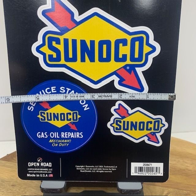 Sunoco Oil Gas Weather Resistant Adhesive Decals Made in USA 1 Sheet 3 Decals