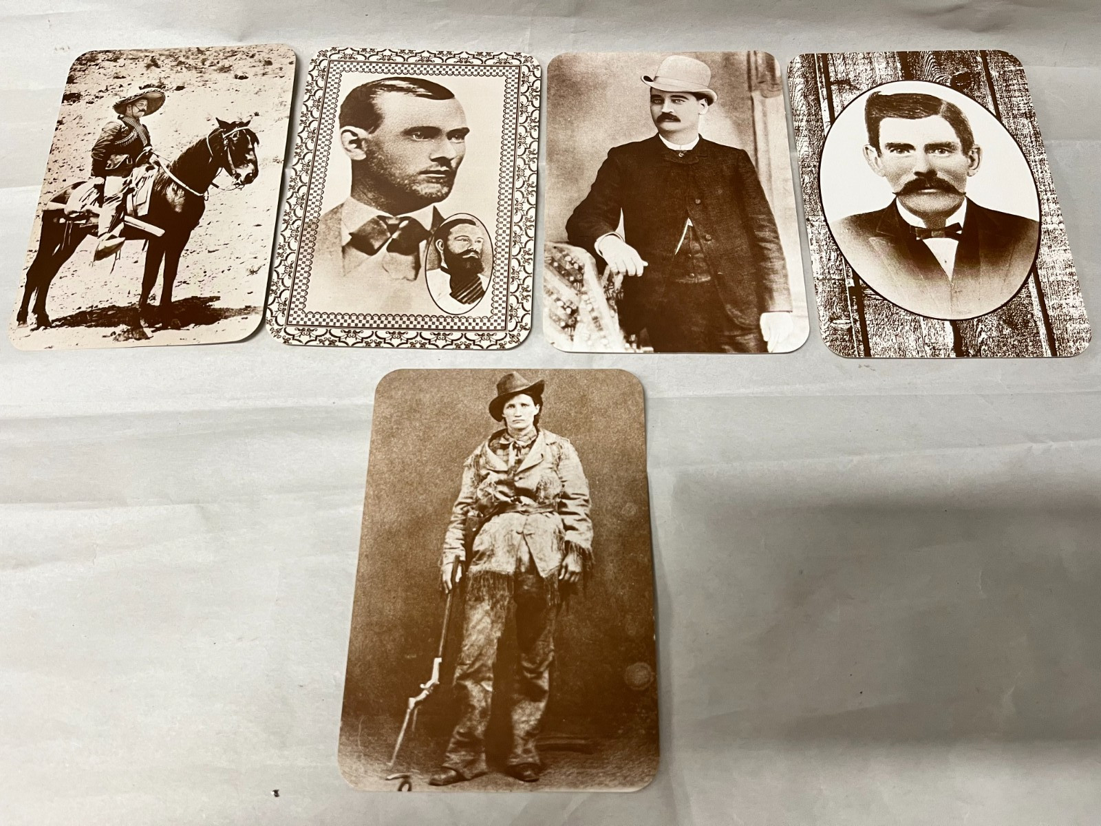5 Vintage Old West Collector Series Postcards Western Cowboy Doc Holliday Pancho