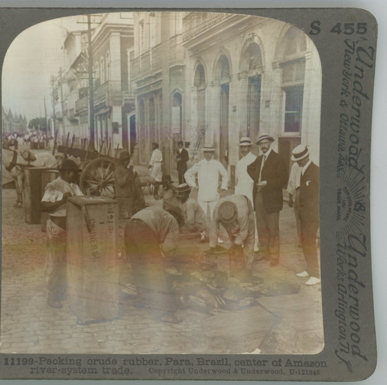Packing Crude Rubber Para Brazil South America Stereoview