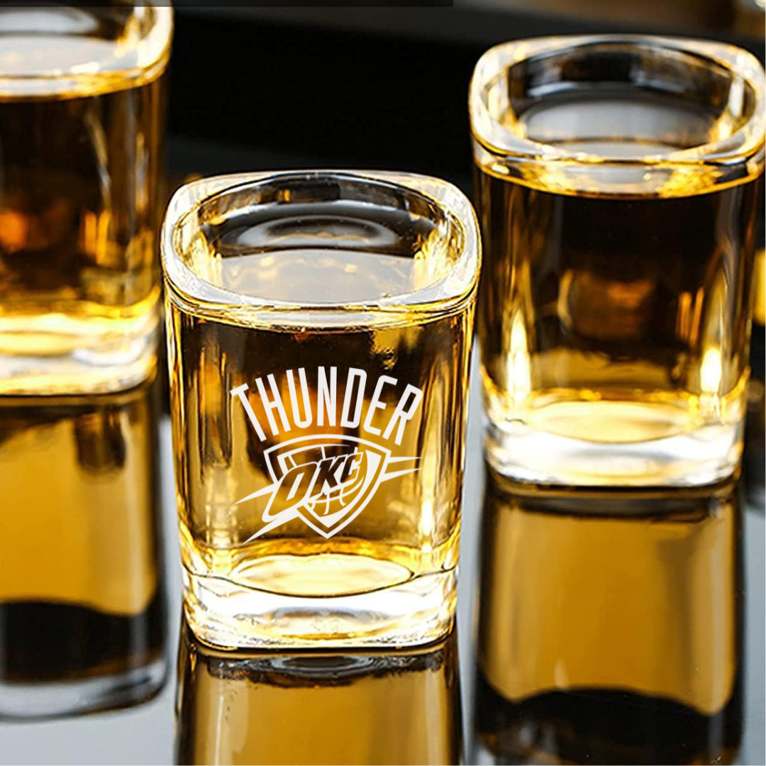 Custom Engraved Oklahoma City Thunder Shot Glass – 2.2 oz Square Shot Glass